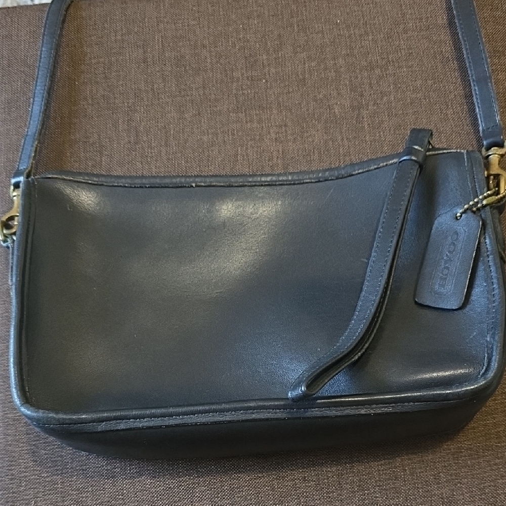 Coach Black Leather Zip-Top Bag - Picture 2 of 6